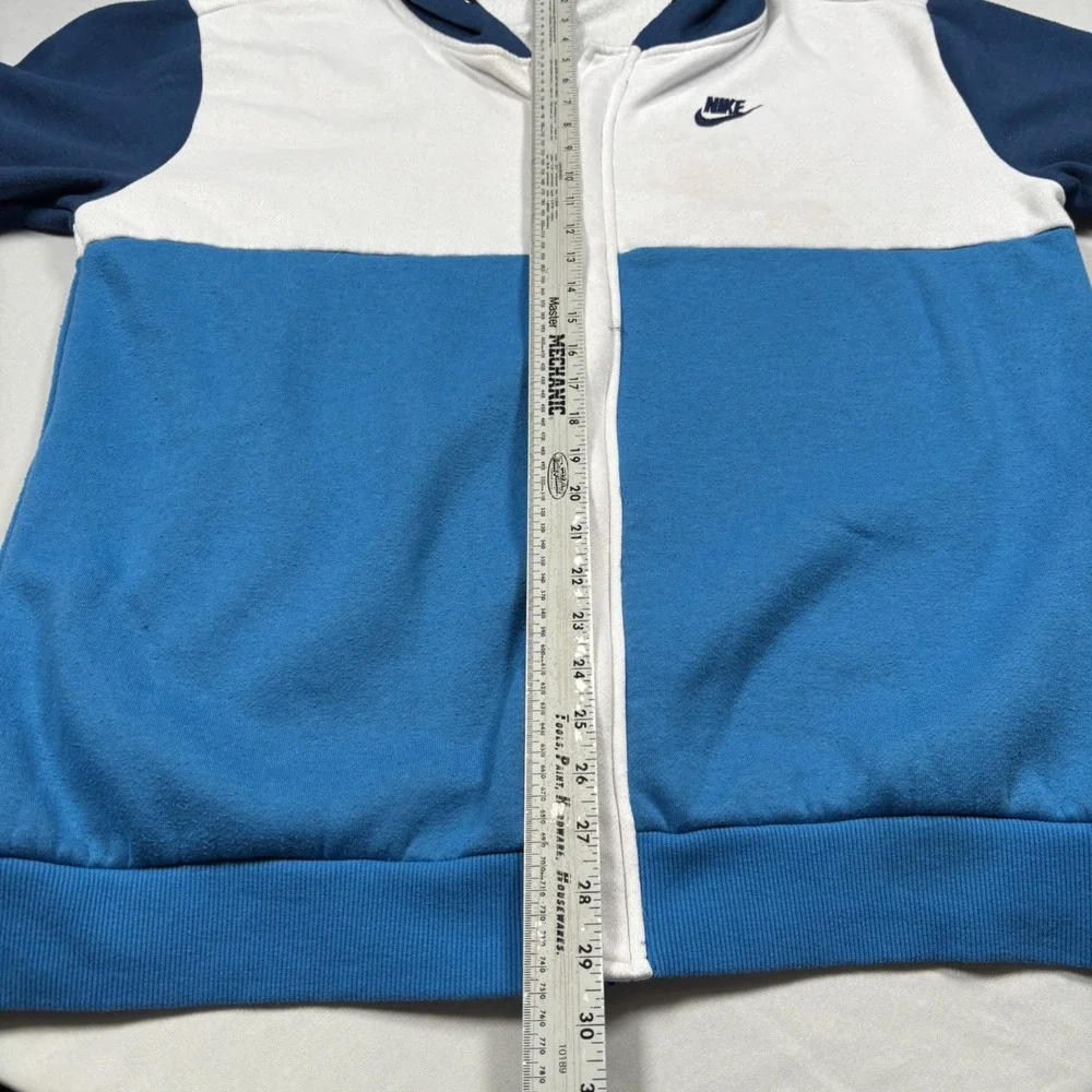VTG Nike Full Zip Hoodie Mens 3XL Blue White Colorblock Athletic Sweatshirt